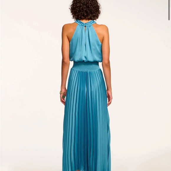 Ramy Brook Arina Blue Pleated Halter Dress for Weddings - Picture 4 of 4